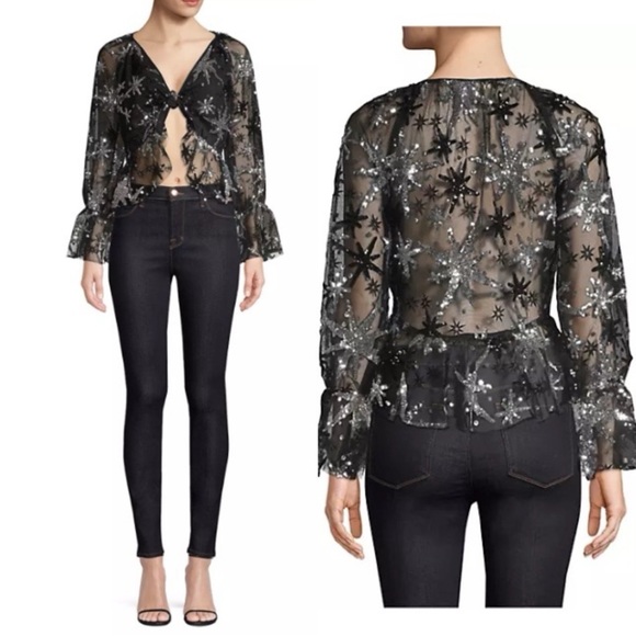 For Love and Lemons Stardust Sequin Top 🩶 size small - Picture 1 of 3
